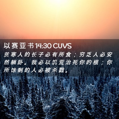 Picture 02 - 以 赛 亚 书 14:30 CUVS - 贫 寒 人 的 长 子 必 有 所 食 ； 穷 - Bible Verse Picture
