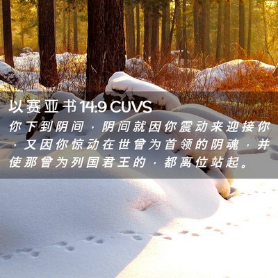 Picture 02 - 以 赛 亚 书 14:9 CUVS - 你 下 到 阴 间 ， 阴 间 就 因 你 震 - Bible Verse Picture