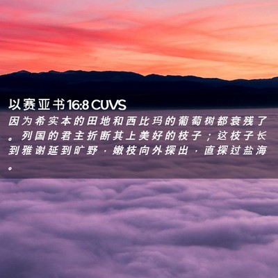 Picture 02 - 以 赛 亚 书 16:8 CUVS - 因 为 希 实 本 的 田 地 和 西 比 玛 - Bible Verse Picture