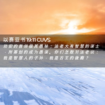 Picture 02 - 以 赛 亚 书 19:11 CUVS - 琐 安 的 首 领 极 其 愚 昧 ； 法 老 - Bible Verse Picture