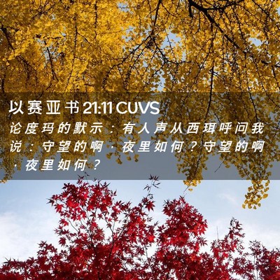 Picture 02 - 以 赛 亚 书 21:11 CUVS - 论 度 玛 的 默 示 ： 有 人 声 从 西 - Bible Verse Picture