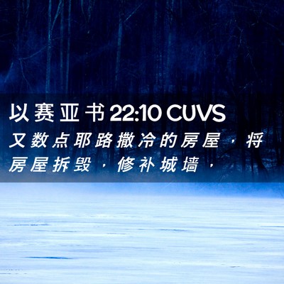 Picture 02 - 以 赛 亚 书 22:10 CUVS - 又 数 点 耶 路 撒 冷 的 房 屋 ， 将 - Bible Verse Picture