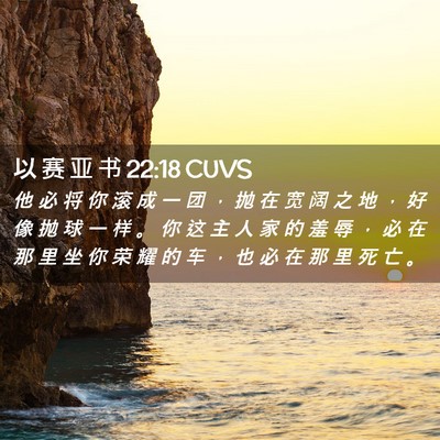 Picture 02 - 以 赛 亚 书 22:18 CUVS - 他 必 将 你 滚 成 一 团 ， 抛 在 宽 - Bible Verse Picture