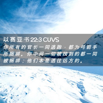 Picture 02 - 以 赛 亚 书 22:3 CUVS - 你 所 有 的 官 长 一 同 逃 跑 ， 都 - Bible Verse Picture