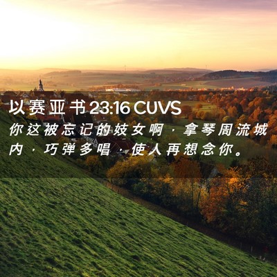 Picture 02 - 以 赛 亚 书 23:16 CUVS - 你 这 被 忘 记 的 妓 女 啊 ， 拿 琴 - Bible Verse Picture