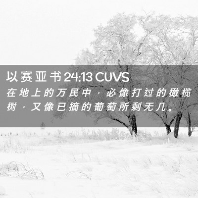 Picture 02 - 以 赛 亚 书 24:13 CUVS - 在 地 上 的 万 民 中 ， 必 像 打 过 - Bible Verse Picture