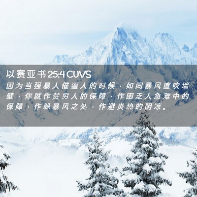 Picture 02 - 以 赛 亚 书 25:4 CUVS - 因 为 当 强 暴 人 催 逼 人 的 时 候 - Bible Verse Picture