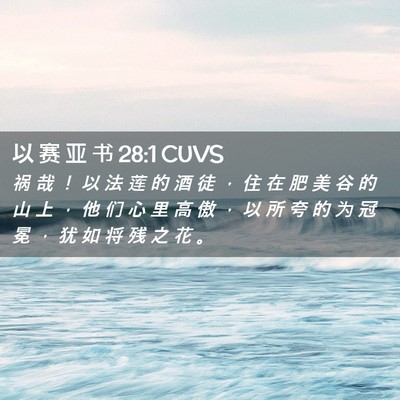 Picture 02 - 以 赛 亚 书 28:1 CUVS - 祸 哉 ！ 以 法 莲 的 酒 徒 ， 住 在 - Bible Verse Picture