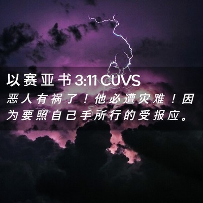 Picture 02 - 以 赛 亚 书 3:11 CUVS - 恶 人 有 祸 了 ！ 他 必 遭 灾 难 ！ - Bible Verse Picture