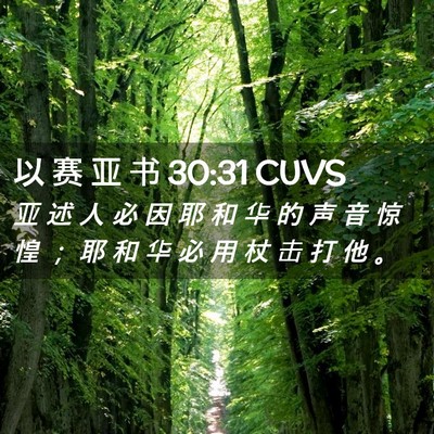 Picture 02 - 以 赛 亚 书 30:31 CUVS - 亚 述 人 必 因 耶 和 华 的 声 音 惊 - Bible Verse Picture