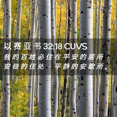 Picture 02 - 以 赛 亚 书 32:18 CUVS - 我 的 百 姓 必 住 在 平 安 的 居 所 - Bible Verse Picture