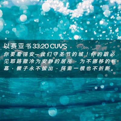 Picture 02 - 以 赛 亚 书 33:20 CUVS - 你 要 看 锡 安 ─ 我 们 守 圣 节 的 - Bible Verse Picture