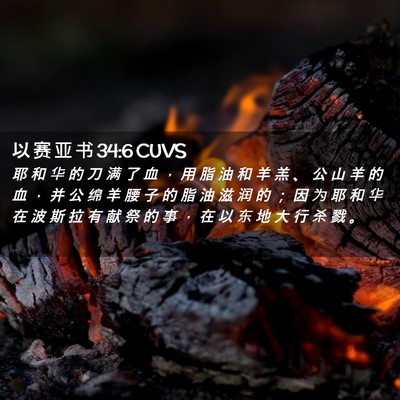 Picture 02 - 以 赛 亚 书 34:6 CUVS - 耶 和 华 的 刀 满 了 血 ， 用 脂 油 - Bible Verse Picture