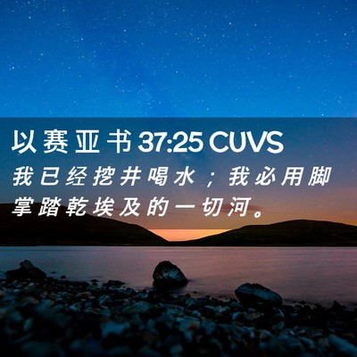 Picture 02 - 以 赛 亚 书 37:25 CUVS - 我 已 经 挖 井 喝 水 ； 我 必 用 脚 - Bible Verse Picture