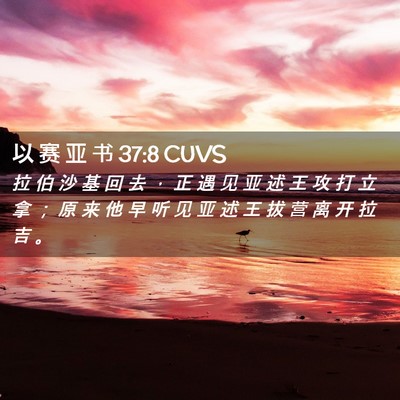 Picture 02 - 以 赛 亚 书 37:8 CUVS - 拉 伯 沙 基 回 去 ， 正 遇 见 亚 述 - Bible Verse Picture