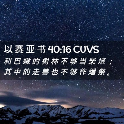 Picture 02 - 以 赛 亚 书 40:16 CUVS - 利 巴 嫩 的 树 林 不 够 当 柴 烧 ； - Bible Verse Picture