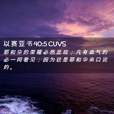 Picture 02 - 以 赛 亚 书 40:5 CUVS - 耶 和 华 的 荣 耀 必 然 显 现 ； 凡 - Bible Verse Picture