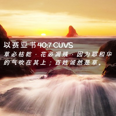 Picture 02 - 以 赛 亚 书 40:7 CUVS - 草 必 枯 乾 ， 花 必 凋 残 ， 因 为 - Bible Verse Picture