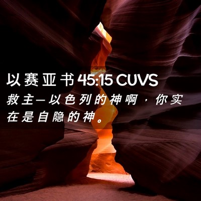 Picture 02 - 以 赛 亚 书 45:15 CUVS - 救 主 ─ 以 色 列 的 神 啊 ， 你 实 - Bible Verse Picture