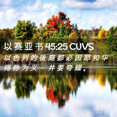 Picture 02 - 以 赛 亚 书 45:25 CUVS - 以 色 列 的 後 裔 都 必 因 耶 和 华 - Bible Verse Picture