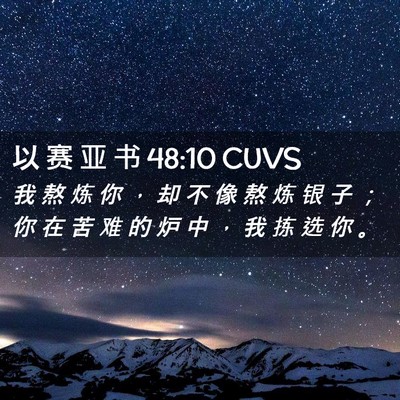 Picture 02 - 以 赛 亚 书 48:10 CUVS - 我 熬 炼 你 ， 却 不 像 熬 炼 银 子 - Bible Verse Picture