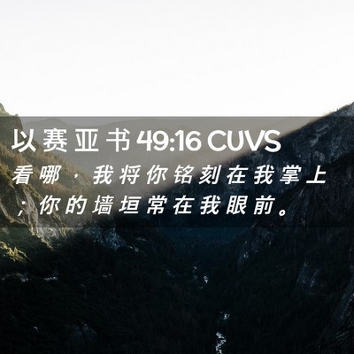 Picture 02 - 以 赛 亚 书 49:16 CUVS - 看 哪 ， 我 将 你 铭 刻 在 我 掌 上 - Bible Verse Picture