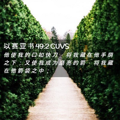 Picture 02 - 以 赛 亚 书 49:2 CUVS - 他 使 我 的 口 如 快 刀 ， 将 我 藏 - Bible Verse Picture