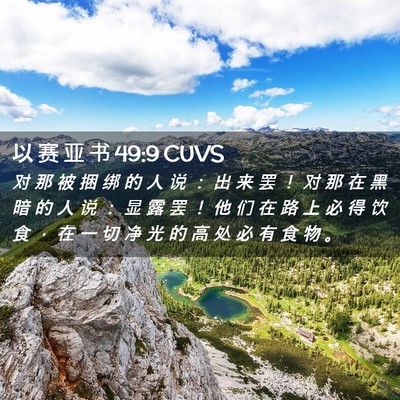 Picture 02 - 以 赛 亚 书 49:9 CUVS - 对 那 被 捆 绑 的 人 说 ： 出 来 罢 - Bible Verse Picture