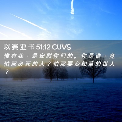 Picture 02 - 以 赛 亚 书 51:12 CUVS - 惟 有 我 ， 是 安 慰 你 们 的 。 你 - Bible Verse Picture