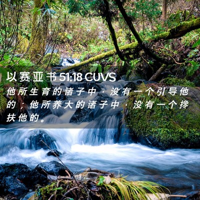 Picture 02 - 以 赛 亚 书 51:18 CUVS - 他 所 生 育 的 诸 子 中 ， 没 有 一 - Bible Verse Picture
