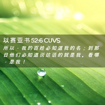 Picture 02 - 以 赛 亚 书 52:6 CUVS - 所 以 ， 我 的 百 姓 必 知 道 我 的 - Bible Verse Picture