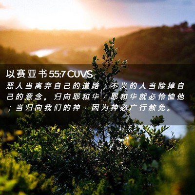 Picture 02 - 以 赛 亚 书 55:7 CUVS - 恶 人 当 离 弃 自 己 的 道 路 ； 不 - Bible Verse Picture