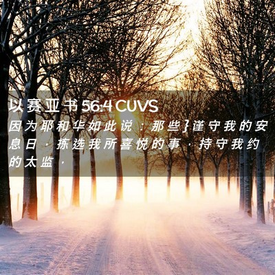 Picture 02 - 以 赛 亚 书 56:4 CUVS - 因 为 耶 和 华 如 此 说 ： 那 些 } 谨 - Bible Verse Picture