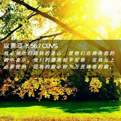 Picture 02 - 以 赛 亚 书 56:7 CUVS - 我 必 领 他 们 到 我 的 圣 山 ， 使 - Bible Verse Picture