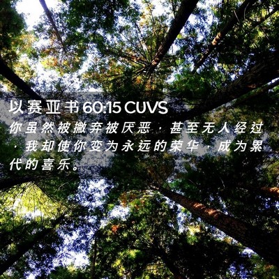 Picture 02 - 以 赛 亚 书 60:15 CUVS - 你 虽 然 被 撇 弃 被 厌 恶 ， 甚 至 - Bible Verse Picture