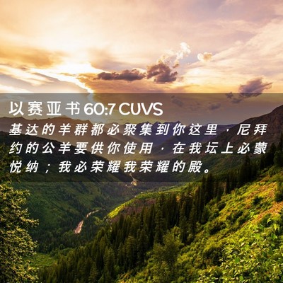 Picture 02 - 以 赛 亚 书 60:7 CUVS - 基 达 的 羊 群 都 必 聚 集 到 你 这 - Bible Verse Picture