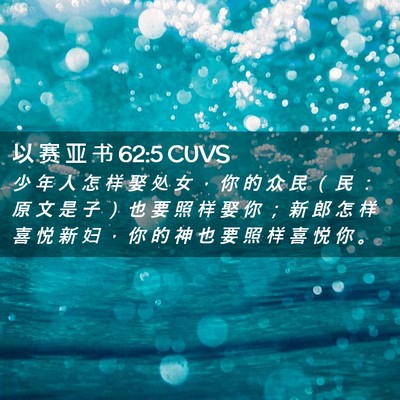 Picture 02 - 以 赛 亚 书 62:5 CUVS - 少 年 人 怎 样 娶 处 女 ， 你 的 众 - Bible Verse Picture