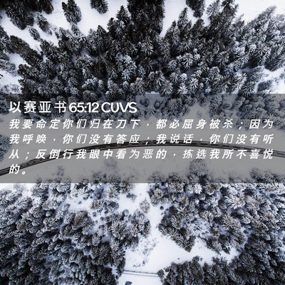 Picture 02 - 以 赛 亚 书 65:12 CUVS - 我 要 命 定 你 们 归 在 刀 下 ， 都 - Bible Verse Picture