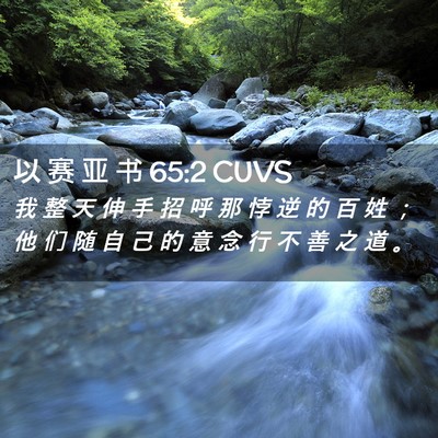 Picture 02 - 以 赛 亚 书 65:2 CUVS - 我 整 天 伸 手 招 呼 那 悖 逆 的 百 - Bible Verse Picture