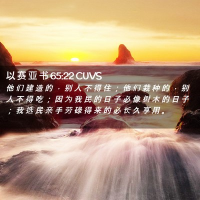 Picture 02 - 以 赛 亚 书 65:22 CUVS - 他 们 建 造 的 ， 别 人 不 得 住 ； - Bible Verse Picture
