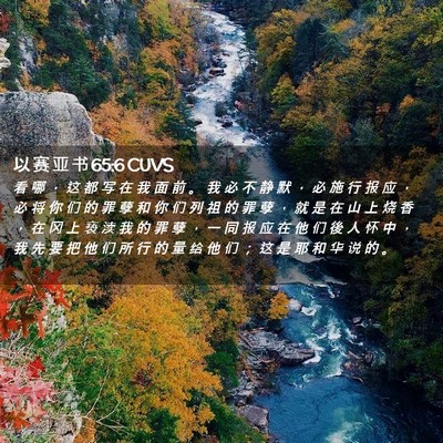Picture 02 - 以 赛 亚 书 65:6 CUVS - 看 哪 ， 这 都 写 在 我 面 前 。 我 - Bible Verse Picture