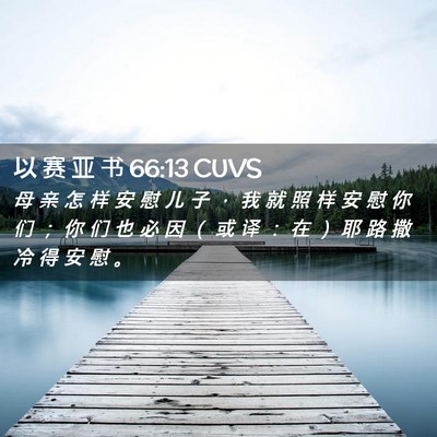 Picture 02 - 以 赛 亚 书 66:13 CUVS - 母 亲 怎 样 安 慰 儿 子 ， 我 就 照 - Bible Verse Picture