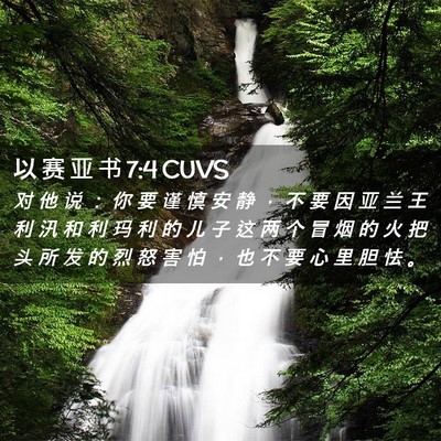 Picture 02 - 以 赛 亚 书 7:4 CUVS - 对 他 说 ： 你 要 谨 慎 安 静 ， 不 - Bible Verse Picture