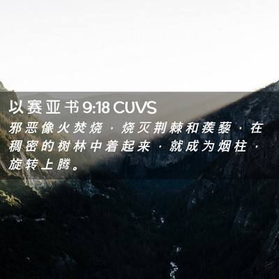 Picture 02 - 以 赛 亚 书 9:18 CUVS - 邪 恶 像 火 焚 烧 ， 烧 灭 荆 棘 和 - Bible Verse Picture