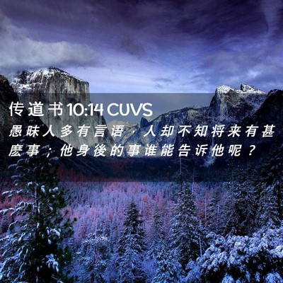 Picture 02 - 传 道 书 10:14 CUVS - 愚 昧 人 多 有 言 语 ， 人 却 不 知 - Bible Verse Picture
