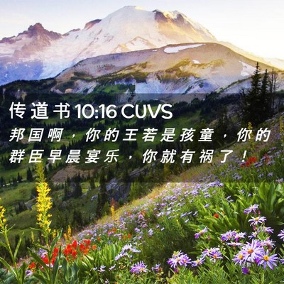 Picture 02 - 传 道 书 10:16 CUVS - 邦 国 啊 ， 你 的 王 若 是 孩 童 ， - Bible Verse Picture