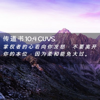 Picture 02 - 传 道 书 10:4 CUVS - 掌 权 者 的 心 若 向 你 发 怒 ， 不 - Bible Verse Picture