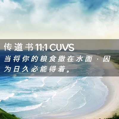 Picture 02 - 传 道 书 11:1 CUVS - 当 将 你 的 粮 食 撒 在 水 面 ， 因 - Bible Verse Picture