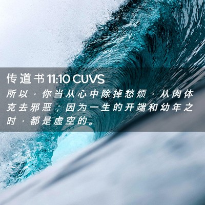 Picture 02 - 传 道 书 11:10 CUVS - 所 以 ， 你 当 从 心 中 除 掉 愁 烦 - Bible Verse Picture