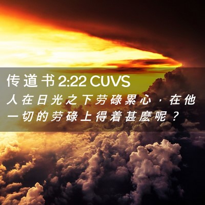 Picture 02 - 传 道 书 2:22 CUVS - 人 在 日 光 之 下 劳 碌 累 心 ， 在 - Bible Verse Picture